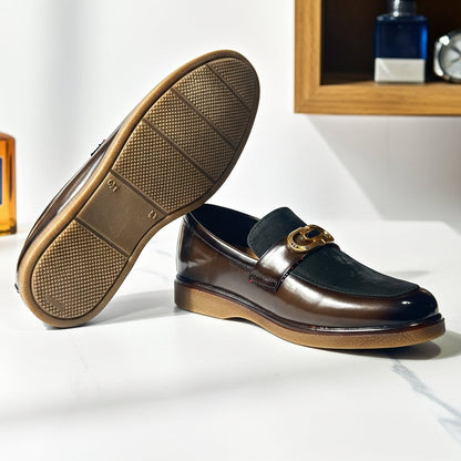Shaded Brown With Suade Pattern leather Loafer | With Premium Gel soul For Comfort
