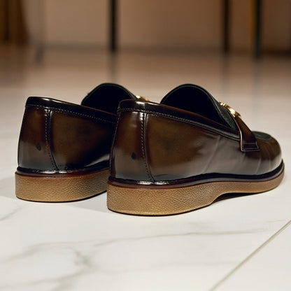 Shaded Brown With Suade Pattern leather Loafer | With Premium Gel soul For Comfort