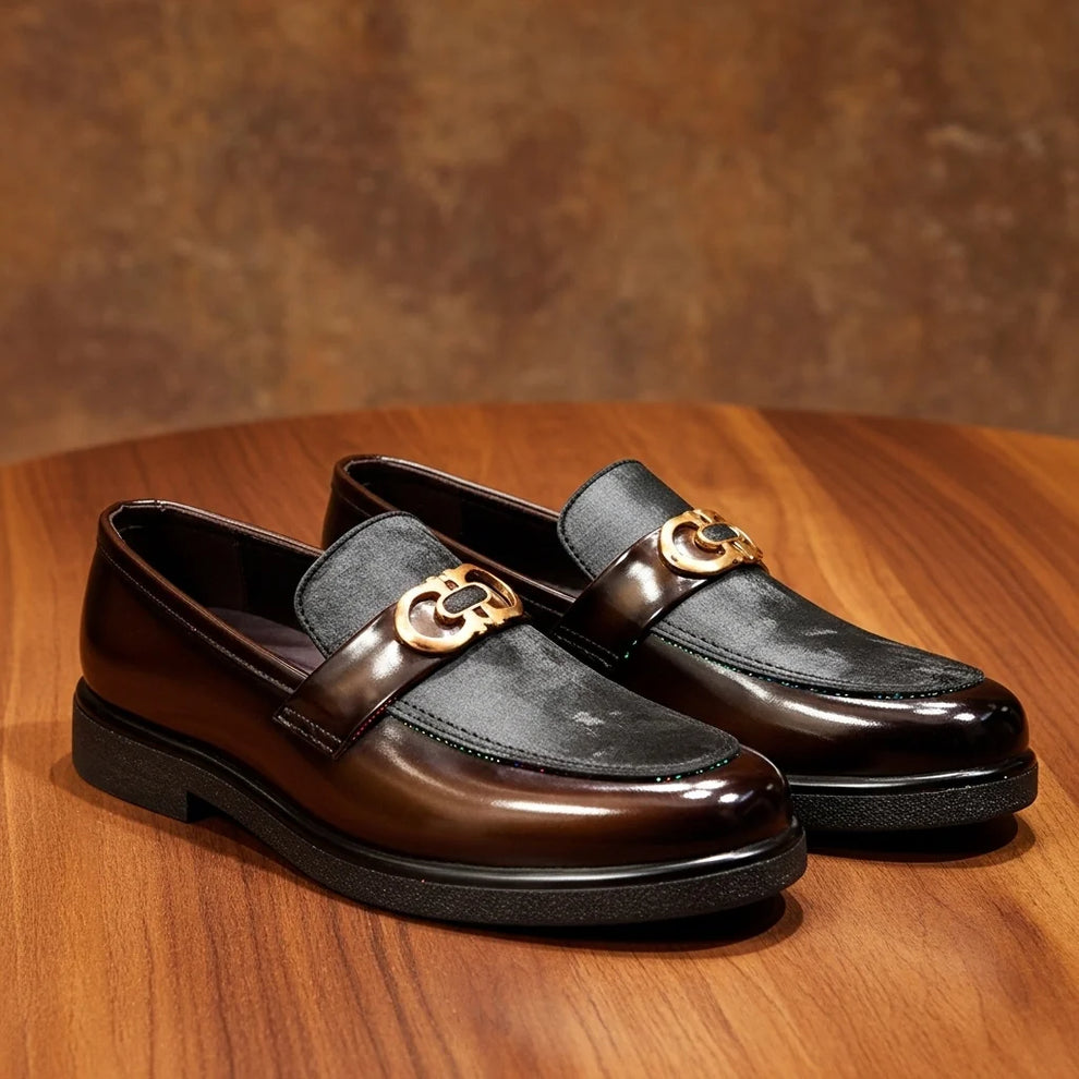 Shaded Brown With Suade Pattern leather Loafer | With Premium Gel soul For Comfort