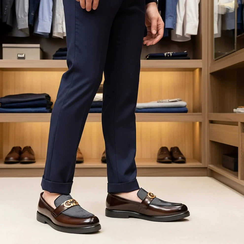 Shaded Brown With Suade Pattern leather Loafer | With Premium Gel soul For Comfort